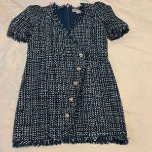 Adelyn Rae Blue Tweed Mini Dress
